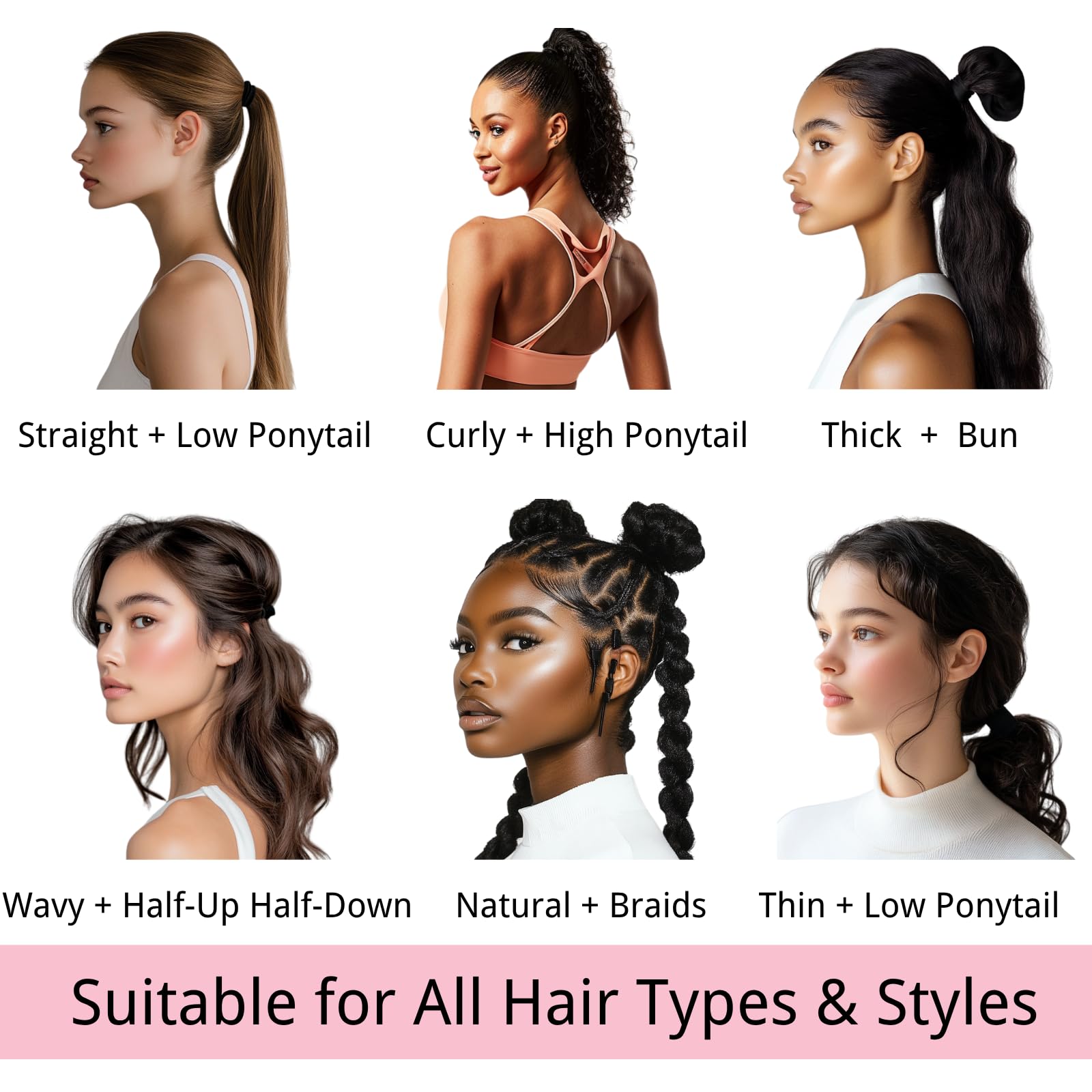 LuSeren conjunto para cabello grueso, sujeción suave sin tirones.