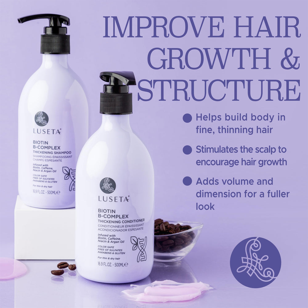 L LUSETA B-Complex Shampoo para cabello fino con volumen natural.