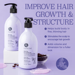 L LUSETA B-Complex Shampoo para cabello fino con volumen natural.