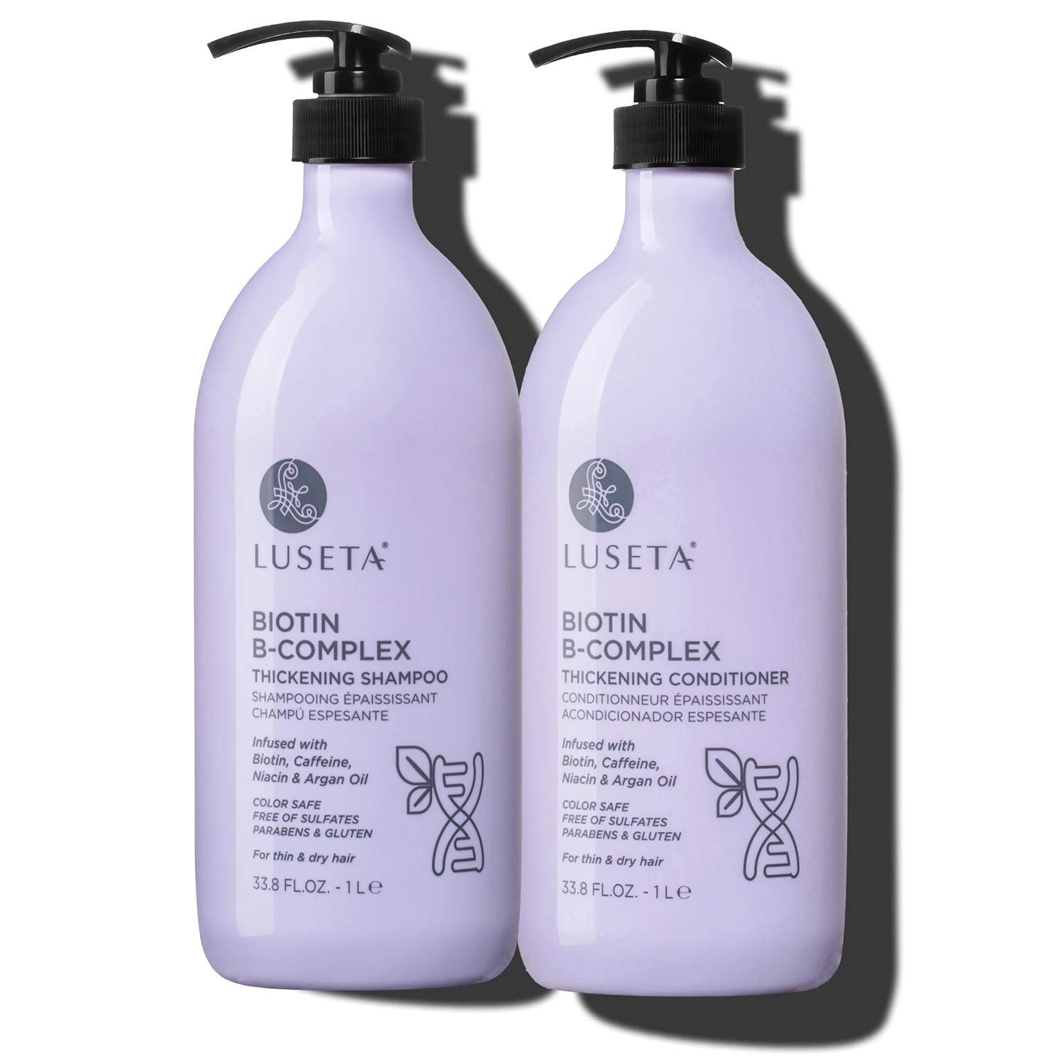 Luseta Biotin B-Complex Champú: botella visible para fortalecimiento del cabello