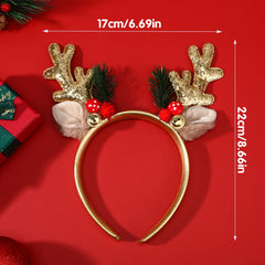 Diadema Lusofie con cuernos dorados y lentejuelas rojas para brillo festivo.