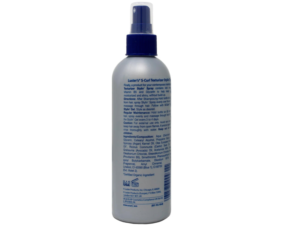 Luster S Curl Texturizer Spray, aplicación, ayuda a fijar ondas con movimiento natural.