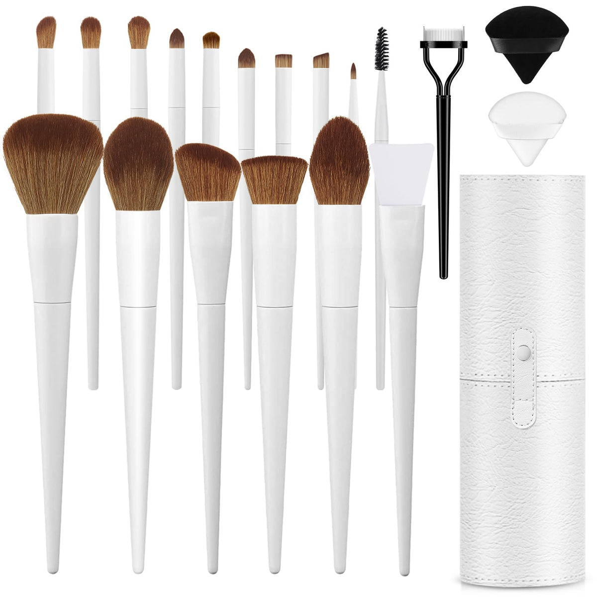 LUXBRU brochas maquillaje estuche cuero: almacenamiento compacto para profesional y aficionadas.