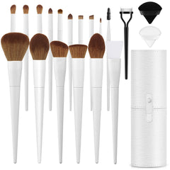 LUXBRU brochas maquillaje estuche cuero: almacenamiento compacto para profesional y aficionadas.