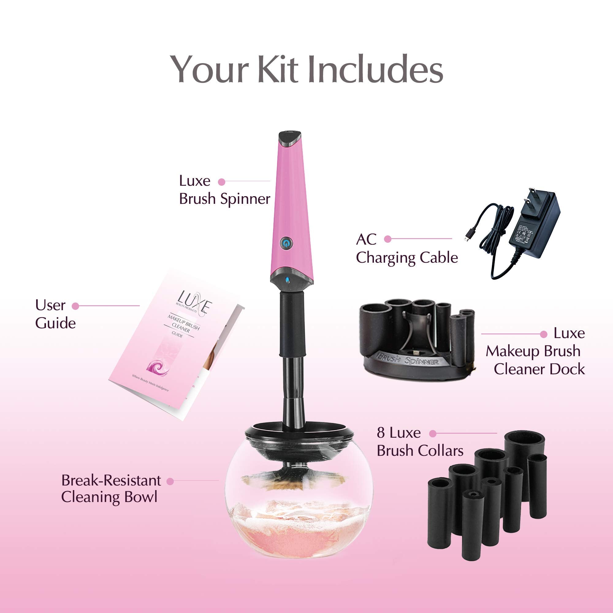 Luxe dock de carga para brochas rosa, secado inmediato