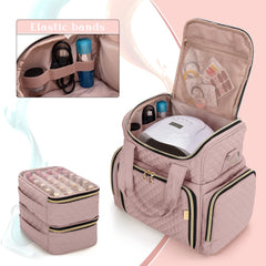 Luxja con dos cajas desmontables para 24 esmaltes de 15 ml, almacenamiento seguro.