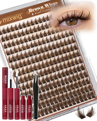 Lvmixwig racimos de pestañas marrones con espigas para un look natural y definido.