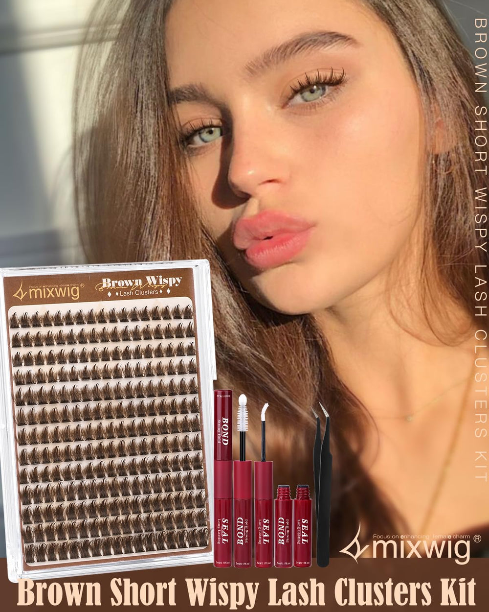 Lvmixwig tono marrón oscuro para fusionar con pestañas reales.