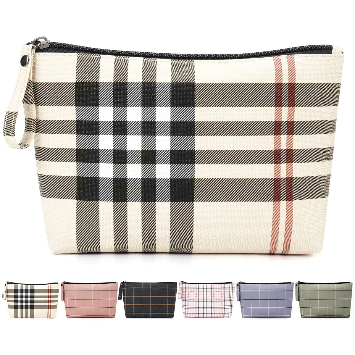 MAANGE bolsa de maquillaje khaki, compacto y elegante para el bolso diario