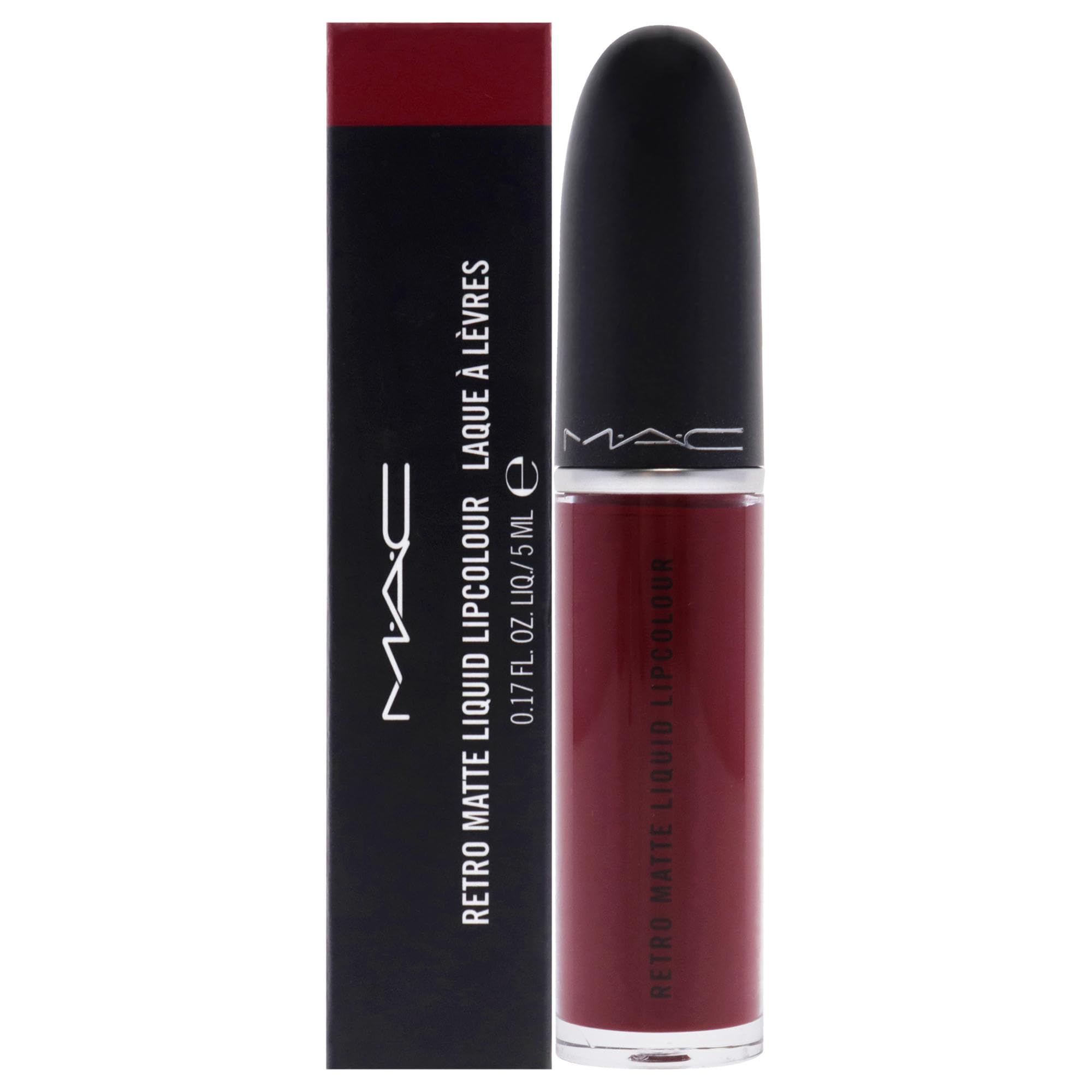 MAC Labial Danza Conmigo, boca arándano profundo, color duradero para noches.