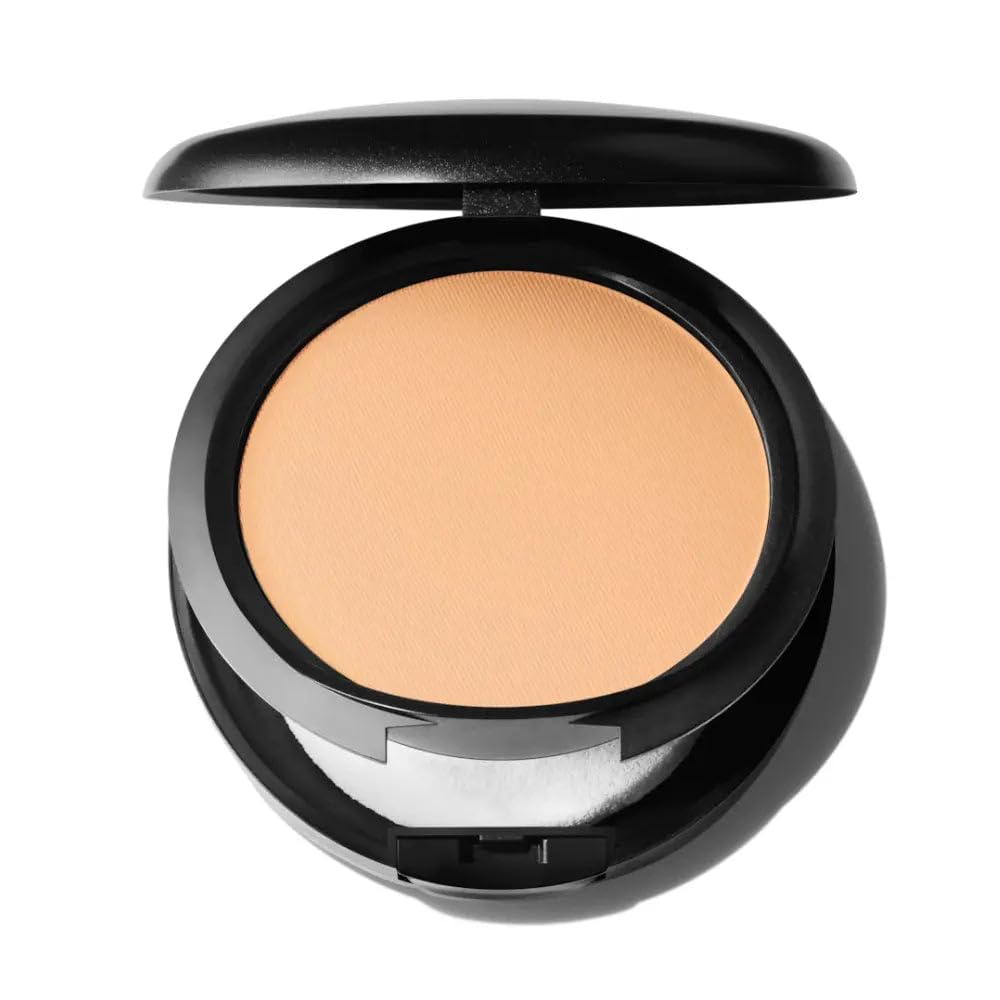 MAC Studio Fix Polvo Base envase visible, acabado mate para uso diario
