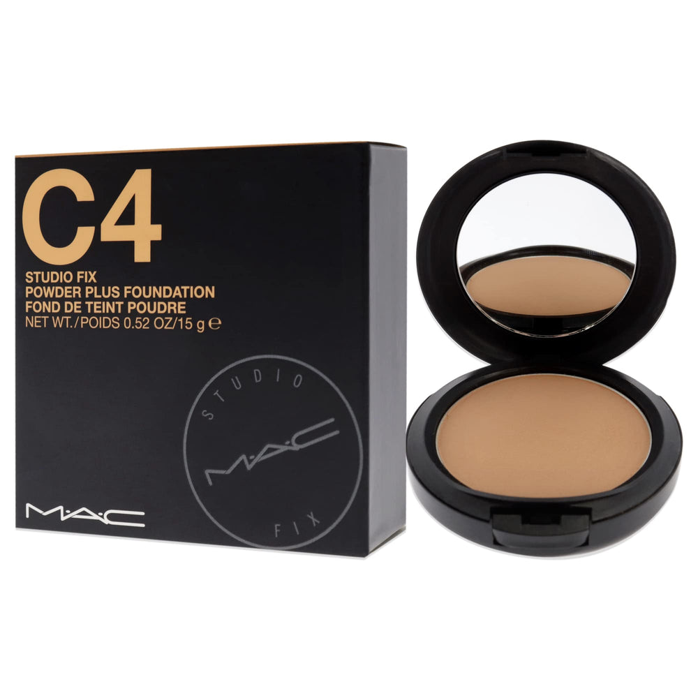 MAC Studio Fix Powder Plus Foundation C4, acabado mate de larga duración para el día.