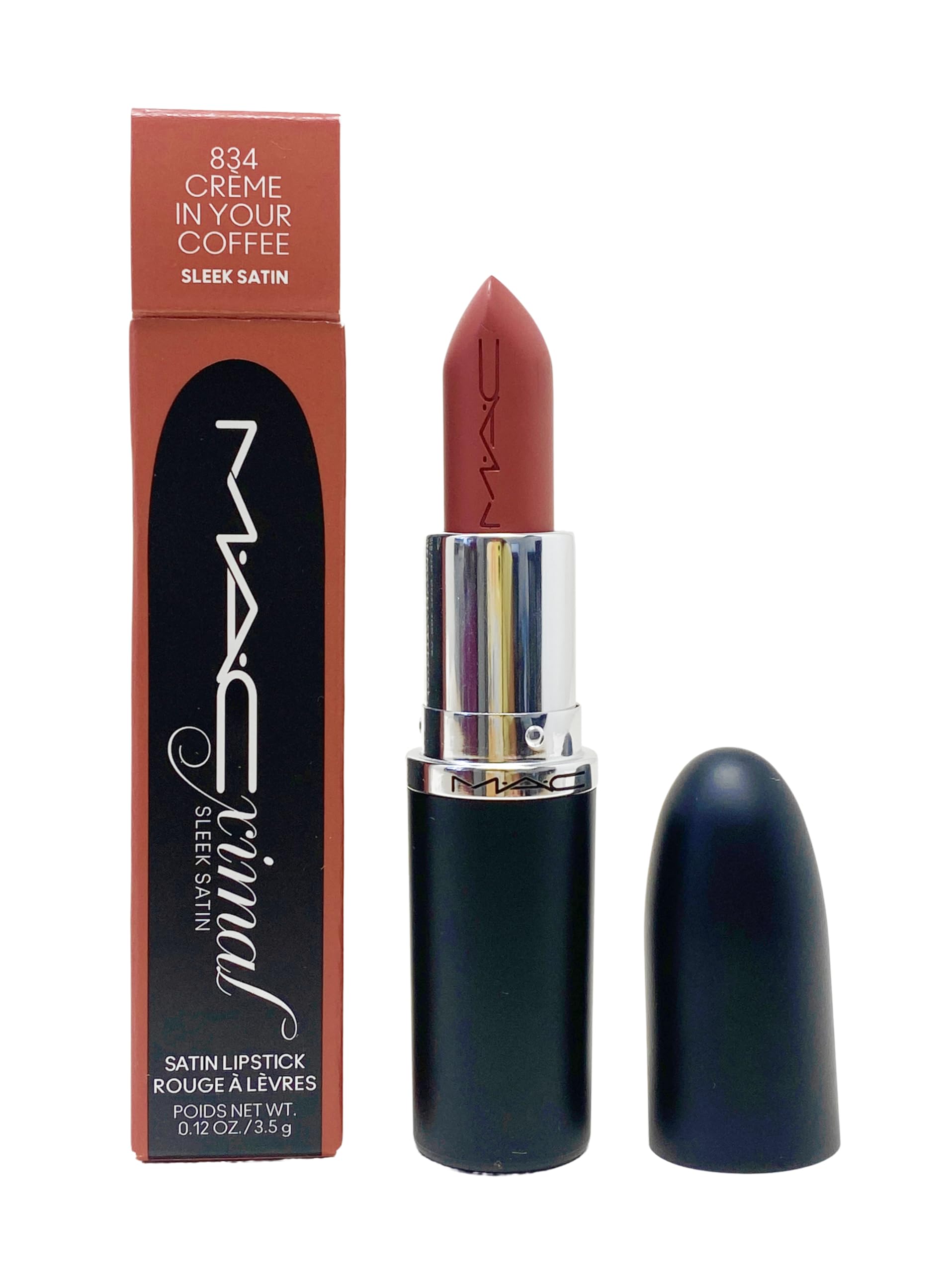MAC Ximal Barra Satinada de Labios muestra la aplicación suave y color intenso para un look duradero.