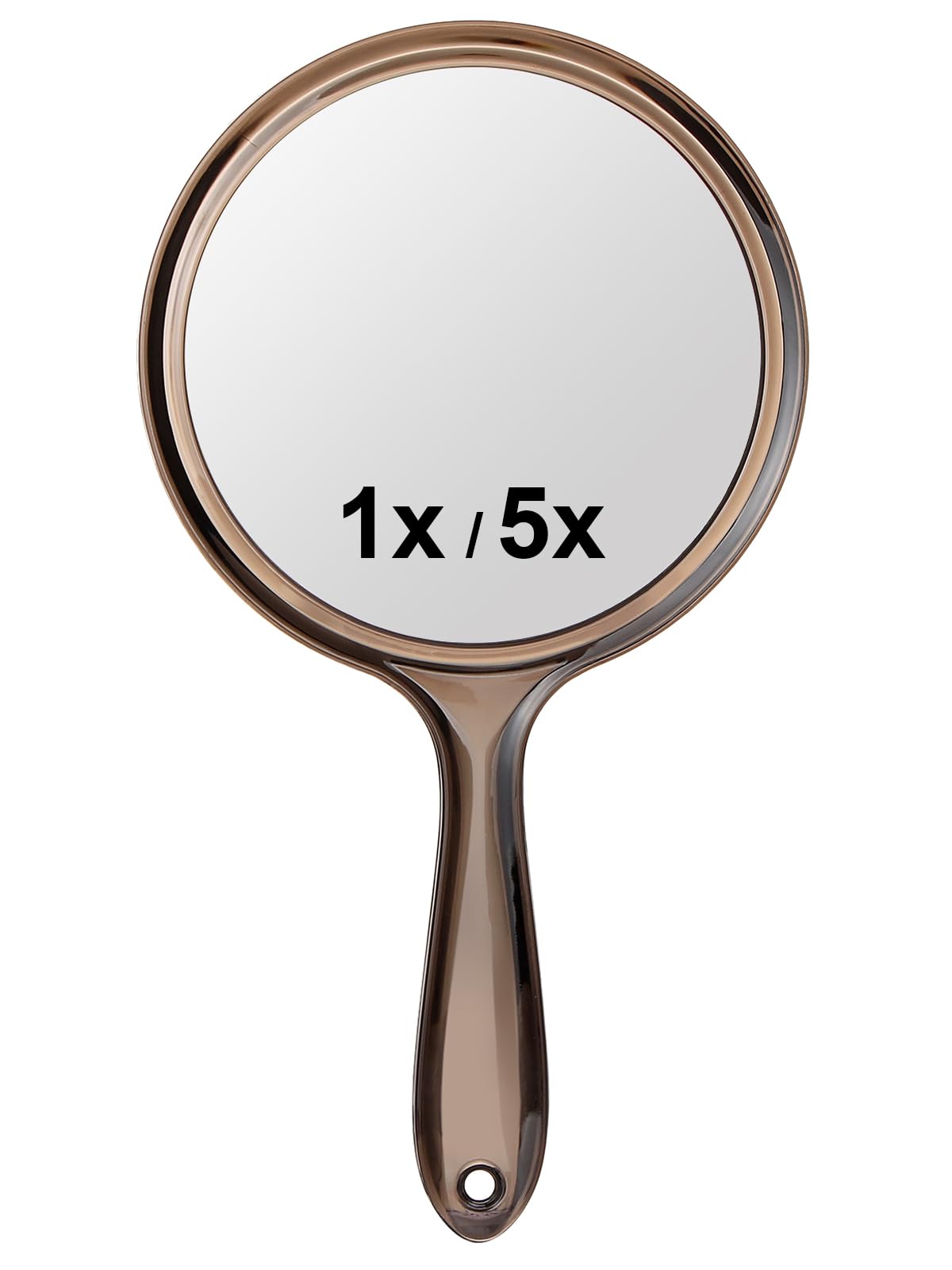 Macaki espejo de mano, doble cara 1x y 5x para maquillaje detallado.