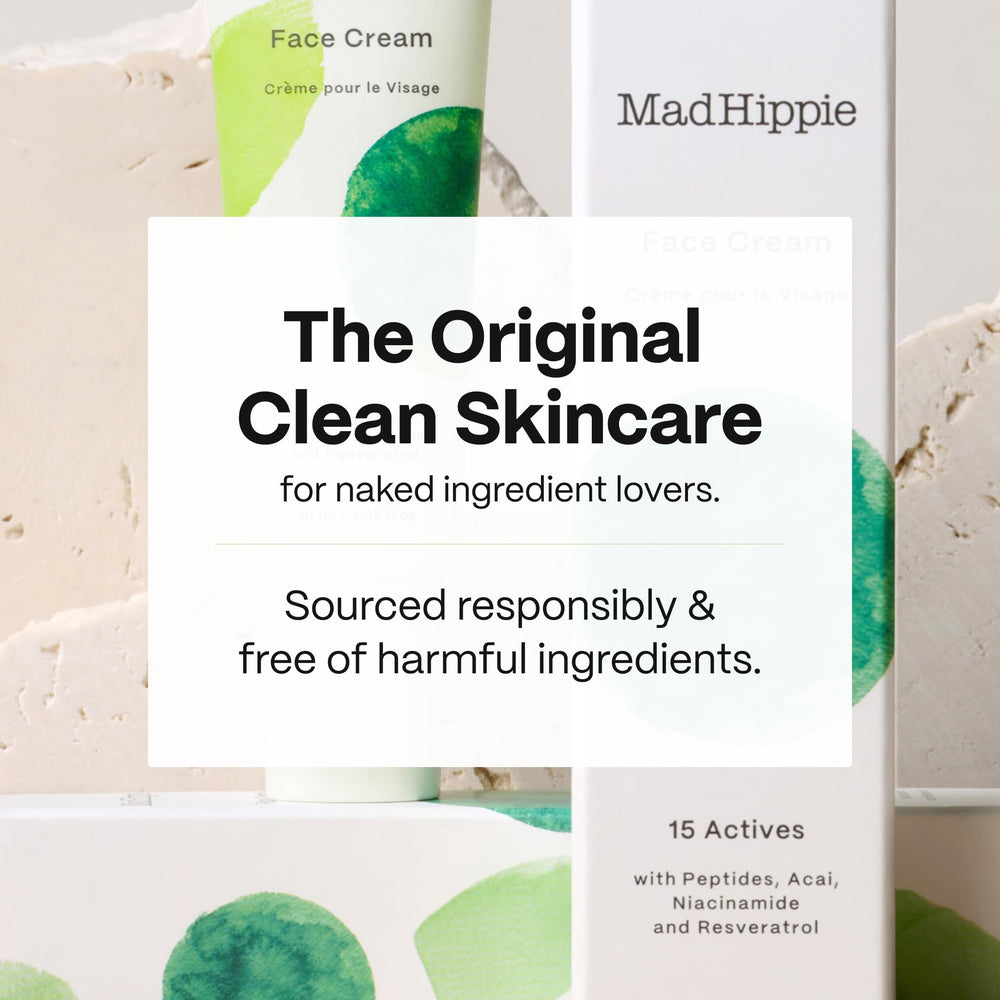 Mad Hippie Face Cream beside serum, showing layered skincare routine.