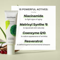 Spread of Mad Hippie Face Cream texture on skin highlights quick absorption