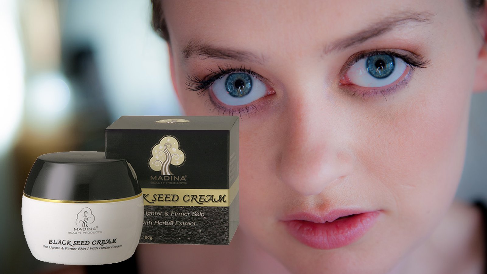 Madina crema facial semilla negra, textura cremosa que suaviza la piel.