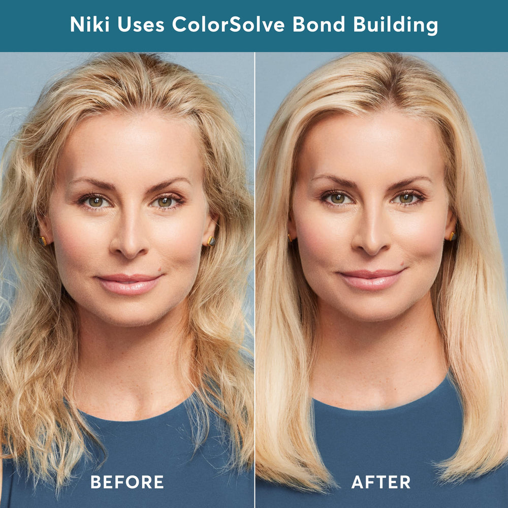 Aplicación de Colorsolve en cabello para reparación suave.