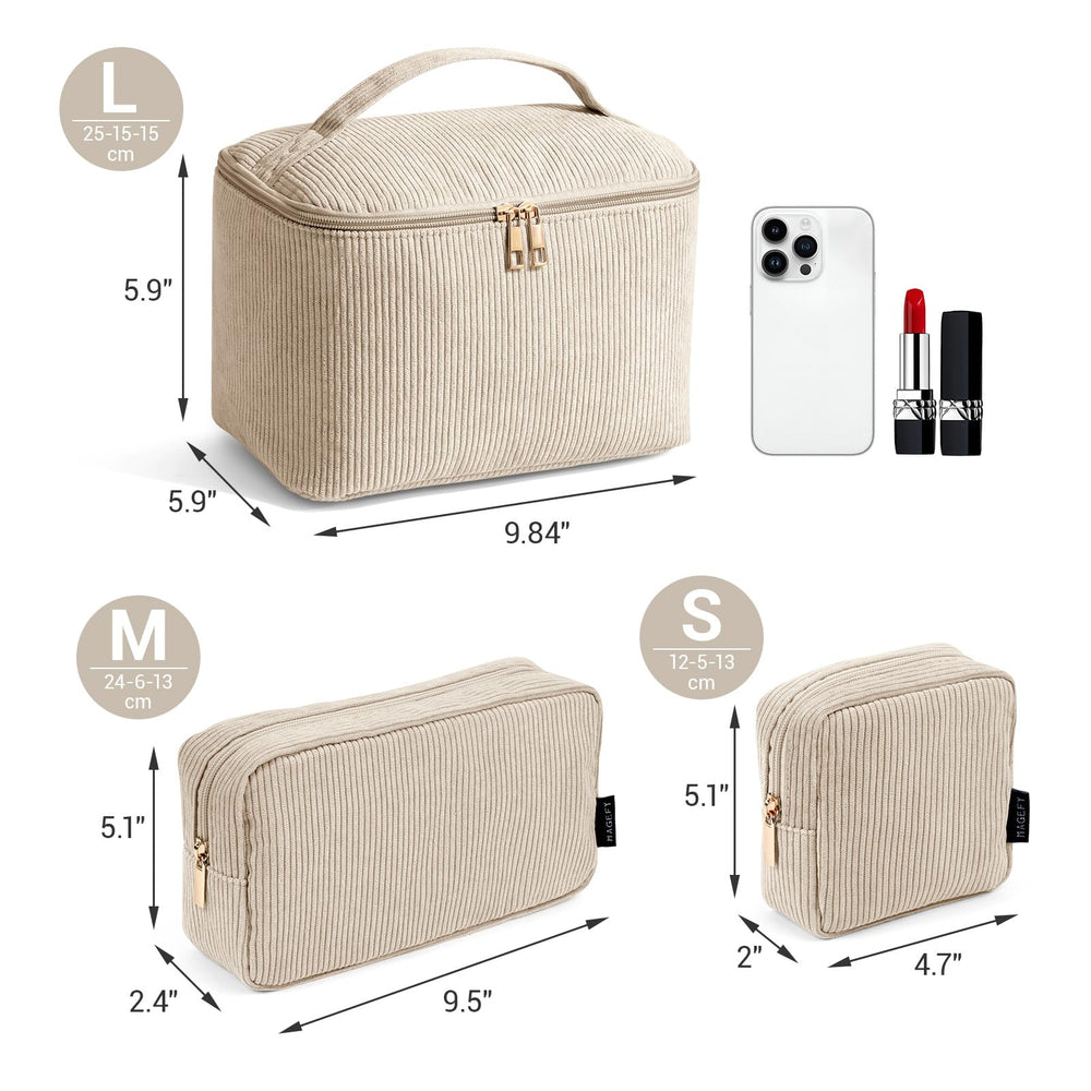 MAGEFY bolsa de maquillaje grande con asa, pensada para múltiples productos de belleza