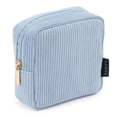 La bolsa MAGEFY de maquillaje pequeña azul, compacto para viaje y organización.