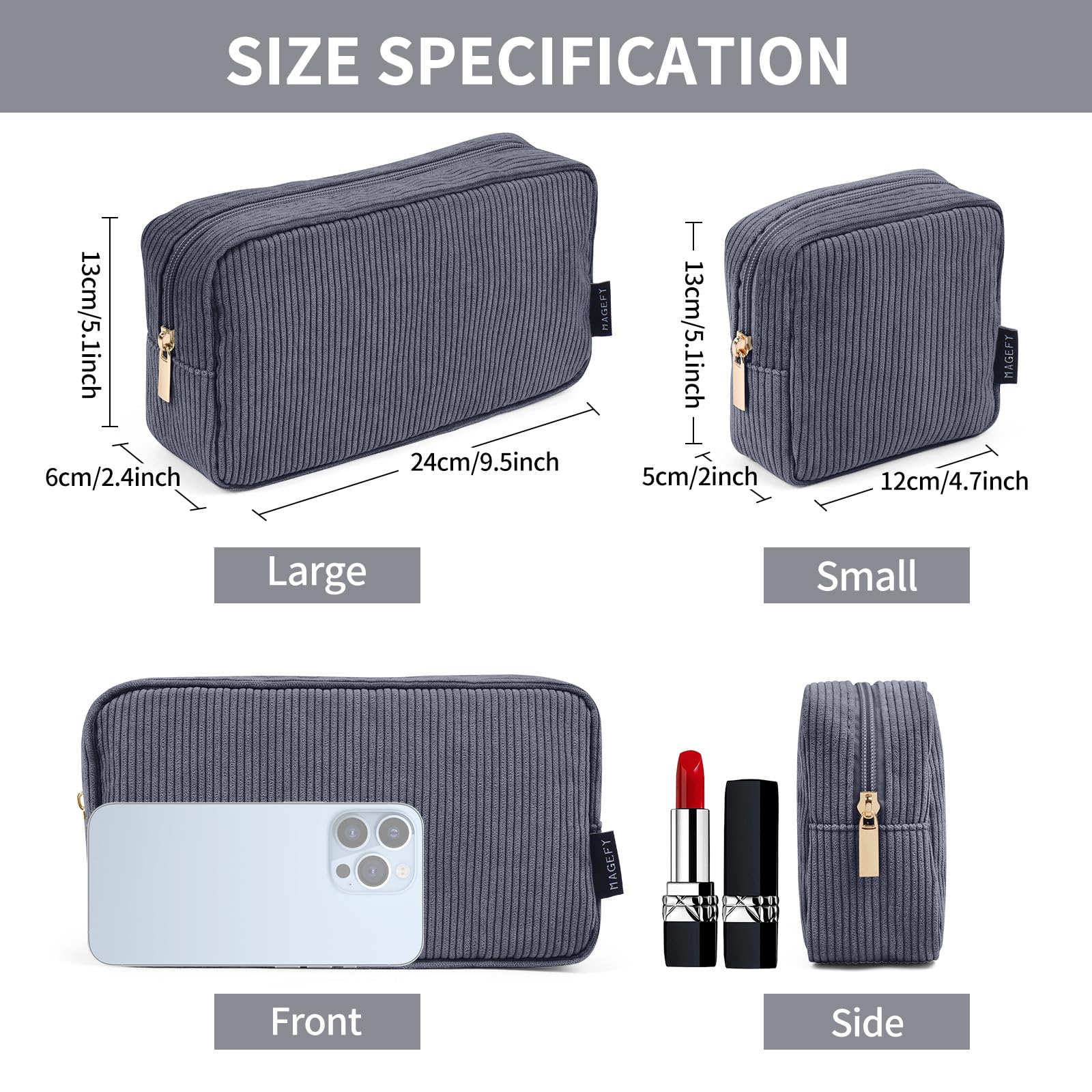 Estuche compacto Magefy con dos espacios para cosméticos.
