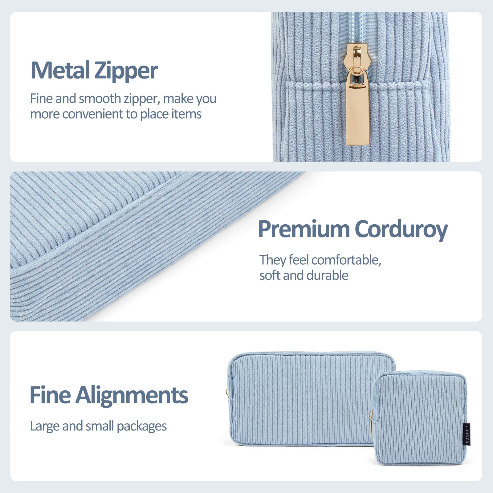 La versión azul de la bolsa MAGEFY ofrece diseño práctico para uso diario.