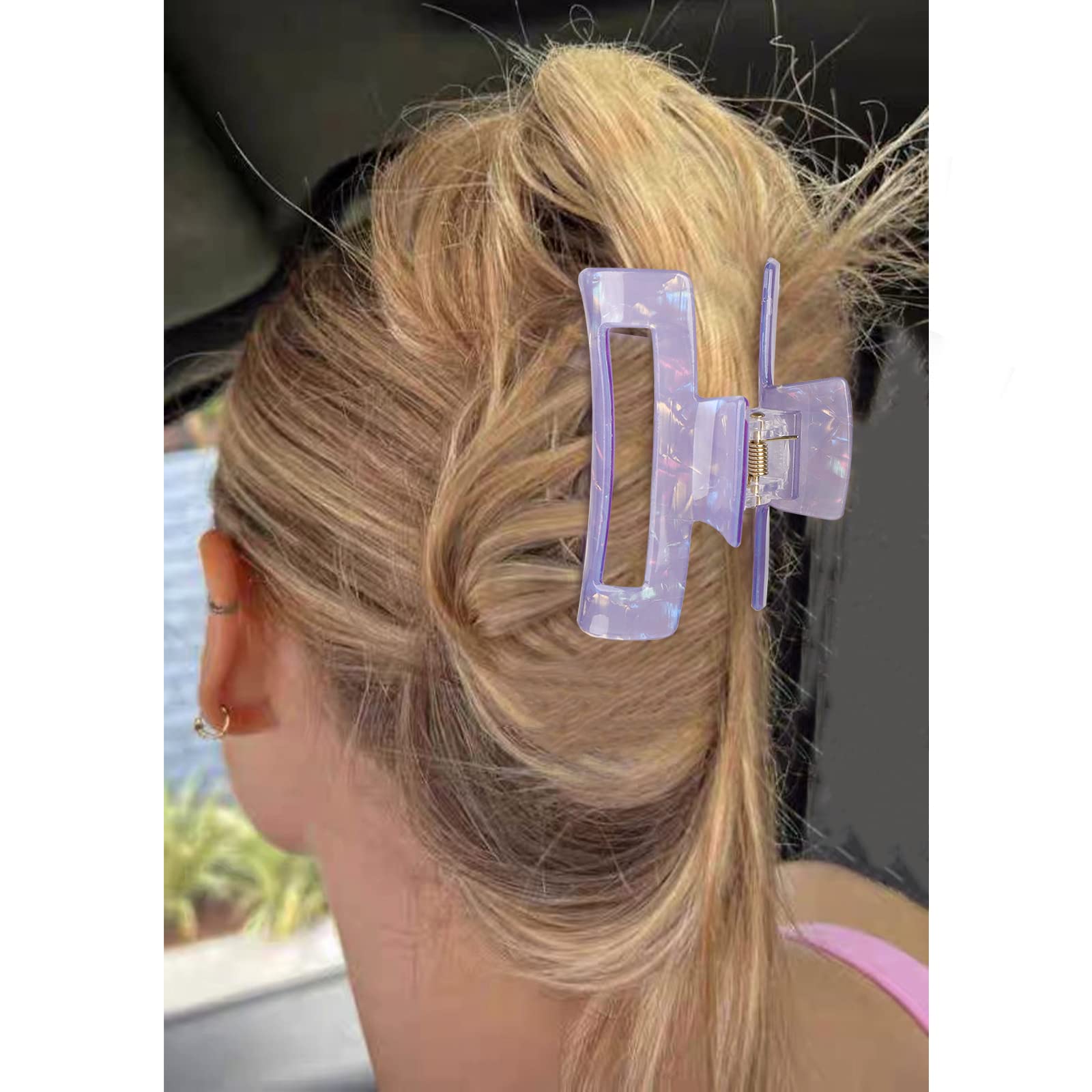 Magicsky clip rectangular púrpura claro, opción vibrante para peinados diarios.