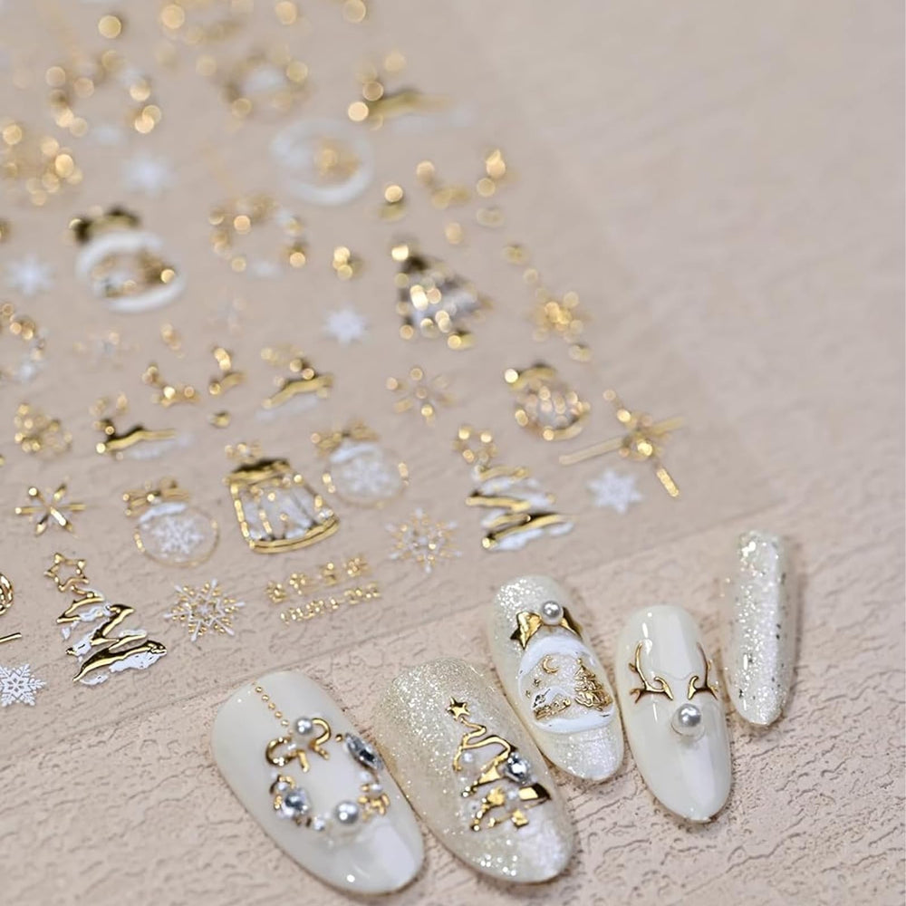 Maigitur estampas uñas Navidad 5D relieve, aporta textura festiva para manicura.