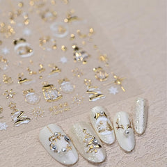 Maigitur estampas uñas Navidad 5D relieve, aporta textura festiva para manicura.