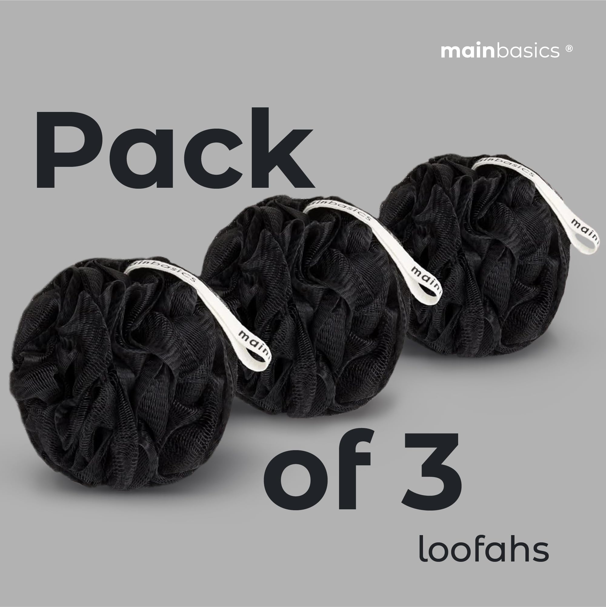 MainBasics lufa con cuerda colgante facilita almacenamiento y secado.