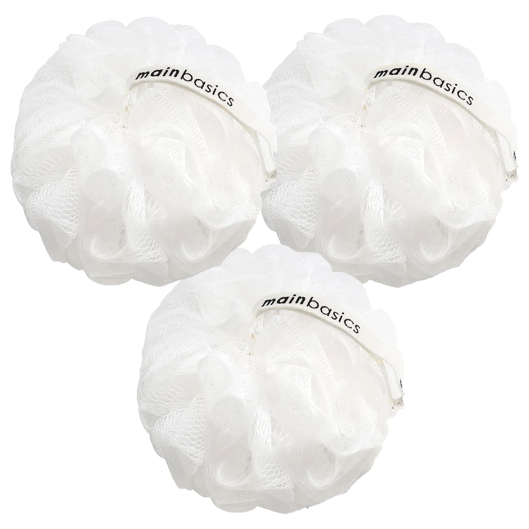 MainBasics lufa ducha conjunto-3-piezas-nieve-blanco, exfoliación suave para piel sensible.