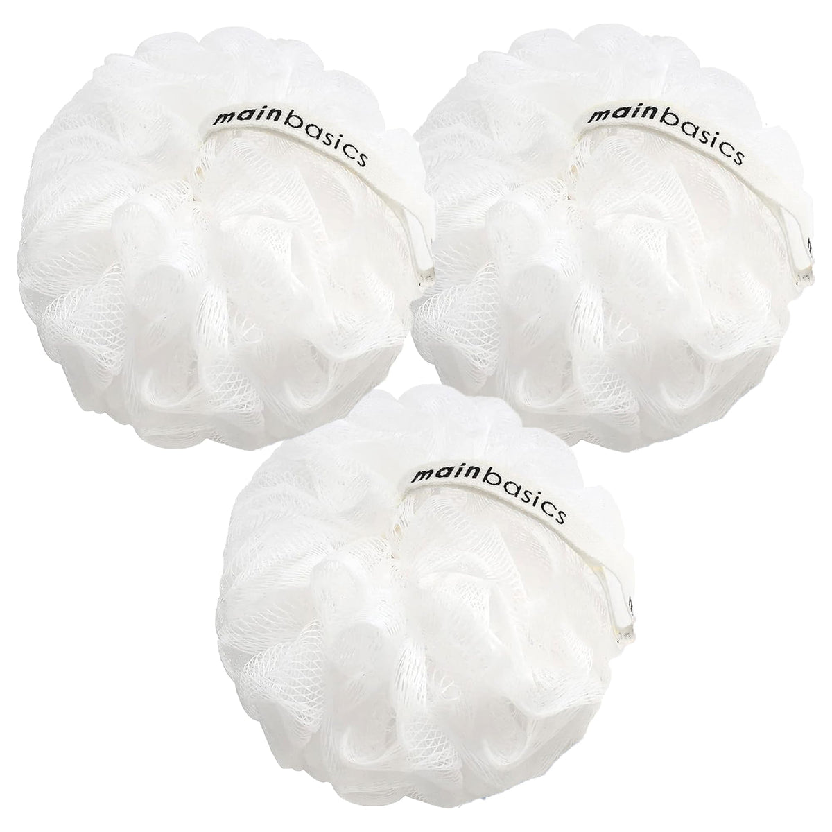 MainBasics lufa ducha conjunto-3-piezas-nieve-blanco, exfoliación suave para piel sensible.