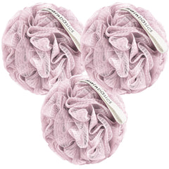 MainBasics lufa-ducha-set-3-rosa-textura-finamente-malla ofrece limpieza suave gracias a la malla fina.