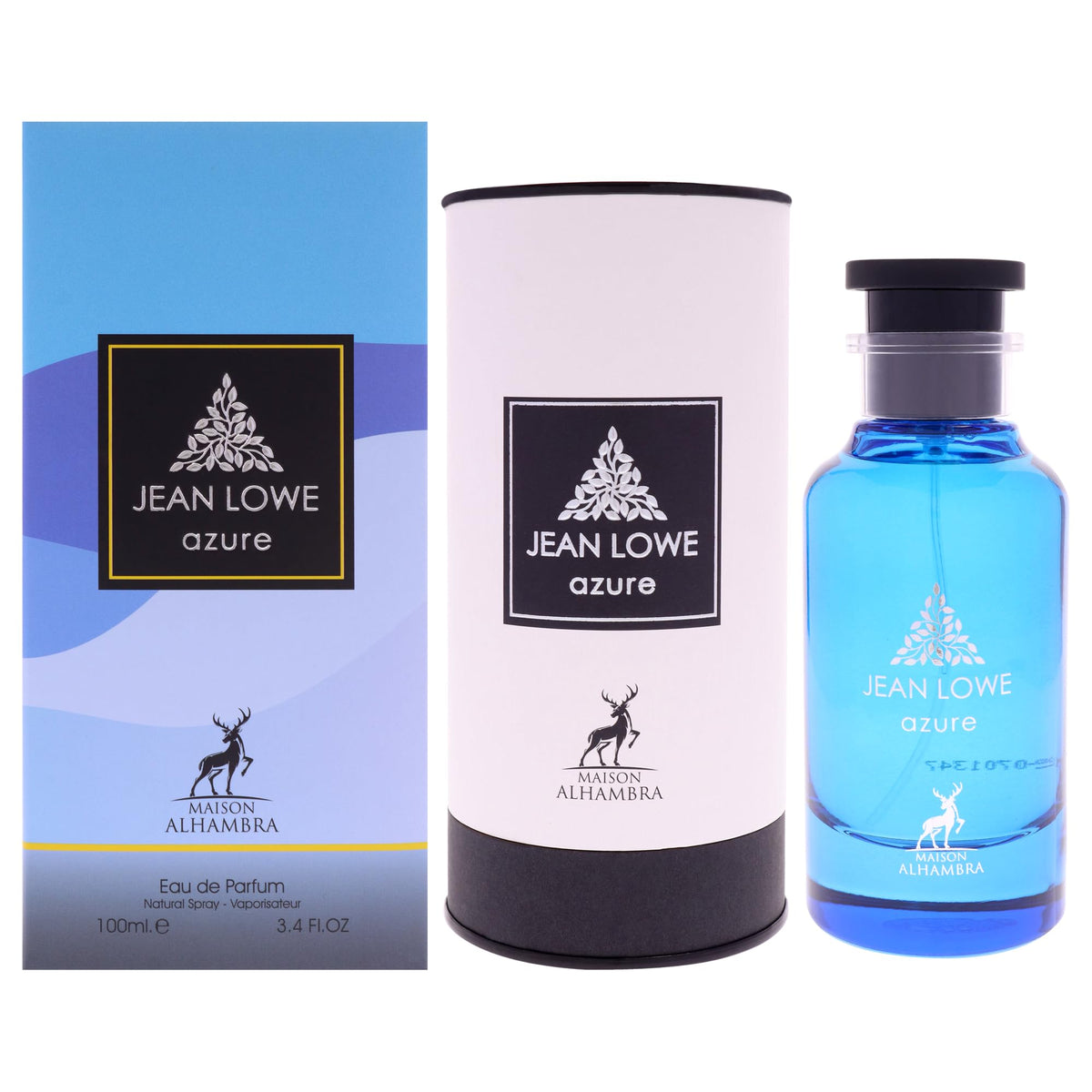 Jean Lowe Azure de Maison Alhambra, frasco elegante, aroma duradero para todo el día.