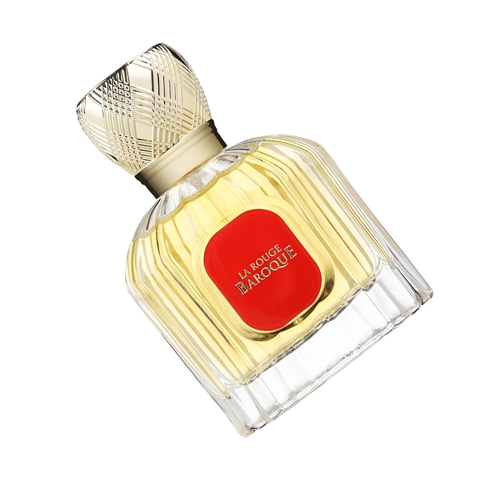 Maison Alhambra La Rouge Barroco, etiqueta detallada que realza la elegancia.