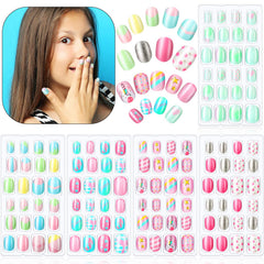 Maitys uñas postizas niñas arcoíris, ideal para arte de uñas en casa y juego creativo.