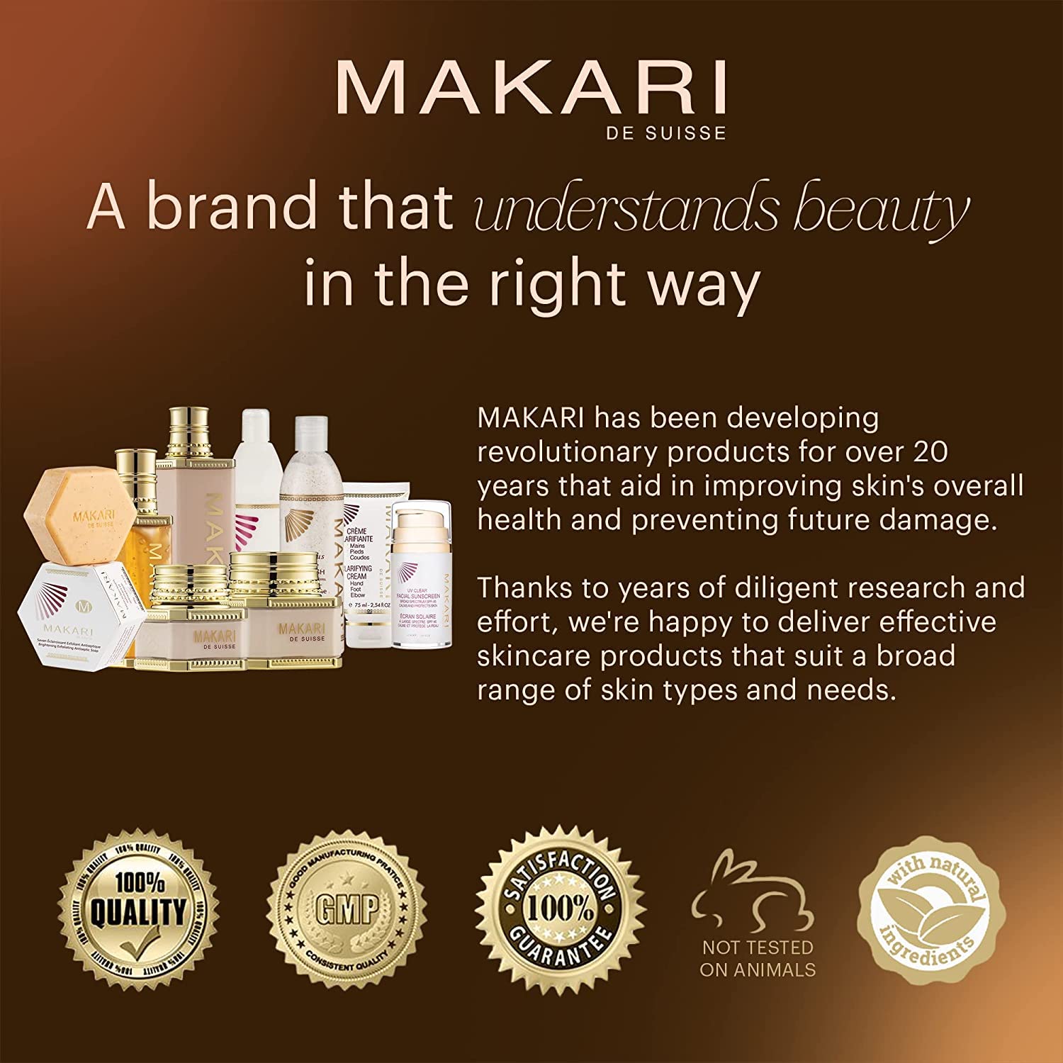 MAKARI Premium+ Piel tono más uniforme gracias a la crema.