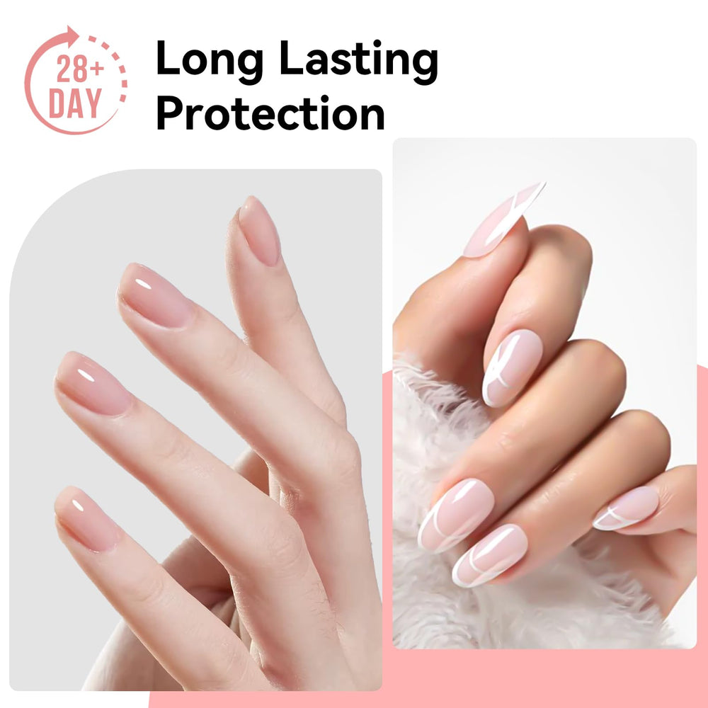 Base libre de ácido protege uñas naturales durante la aplicación.