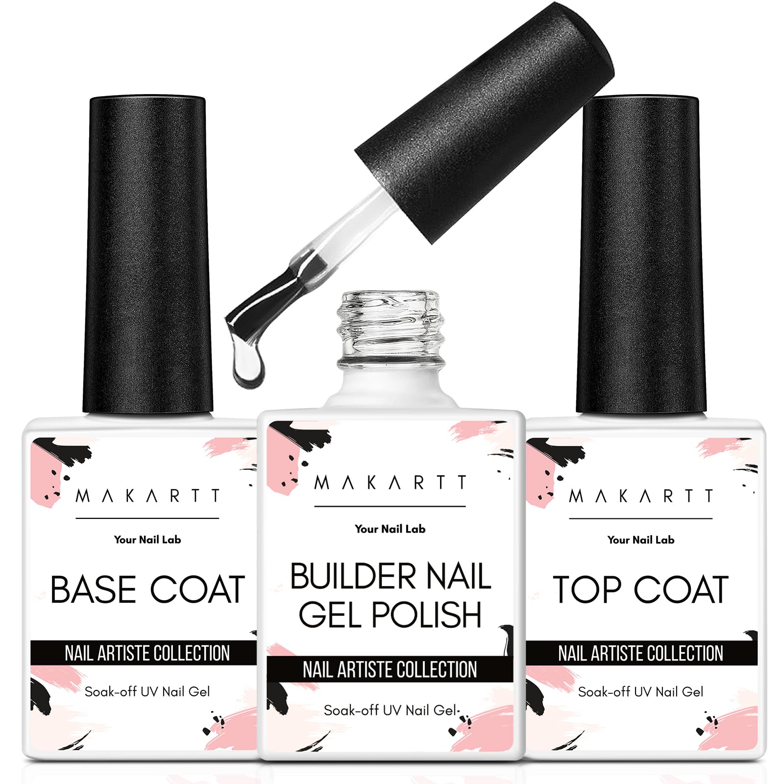 Makartt Gel Builder transparente en envase de 8 ml para reforzar uñas débiles.
