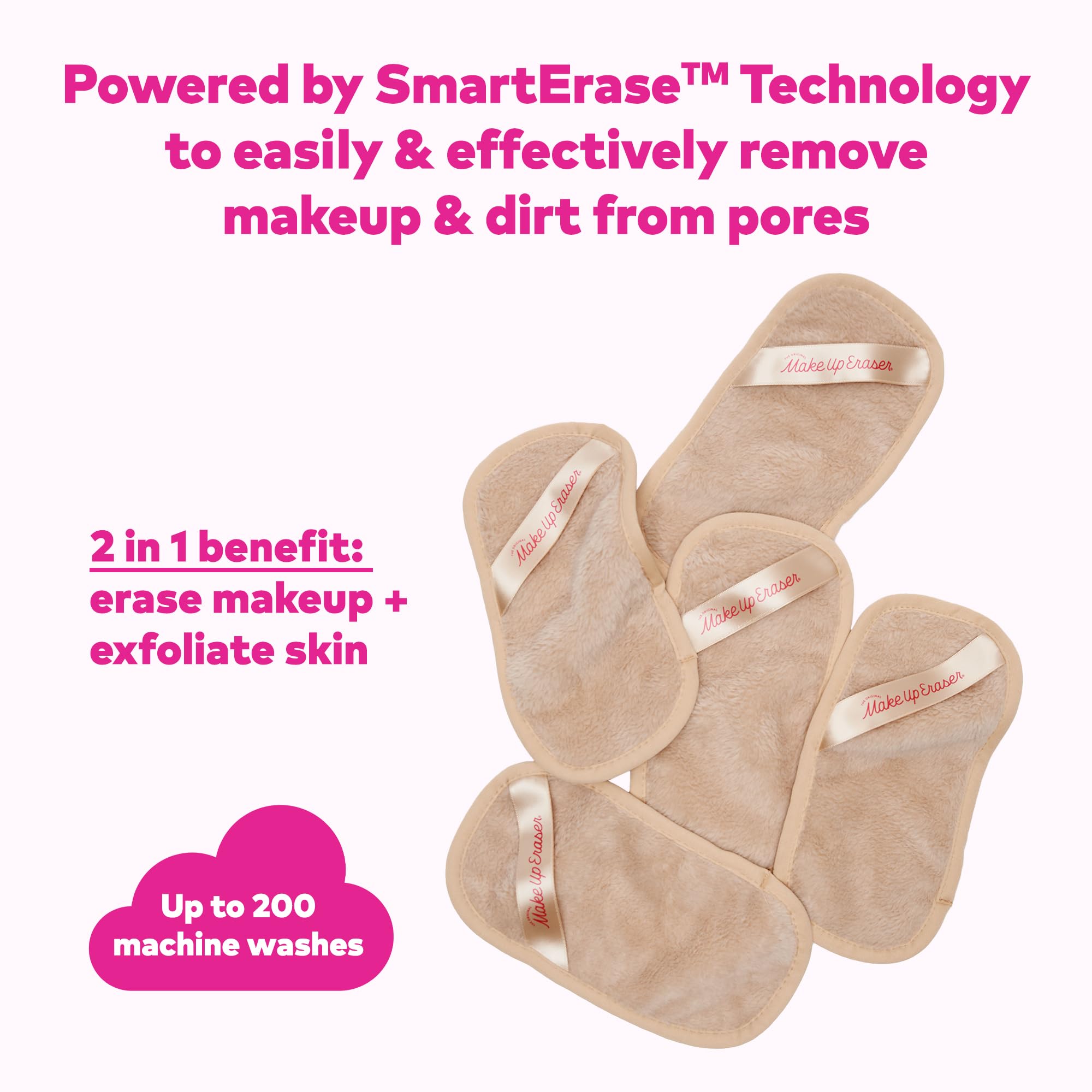 MakeUp Eraser Original Mini PRO 5-Pack, libre de alcohol para piel sensible.