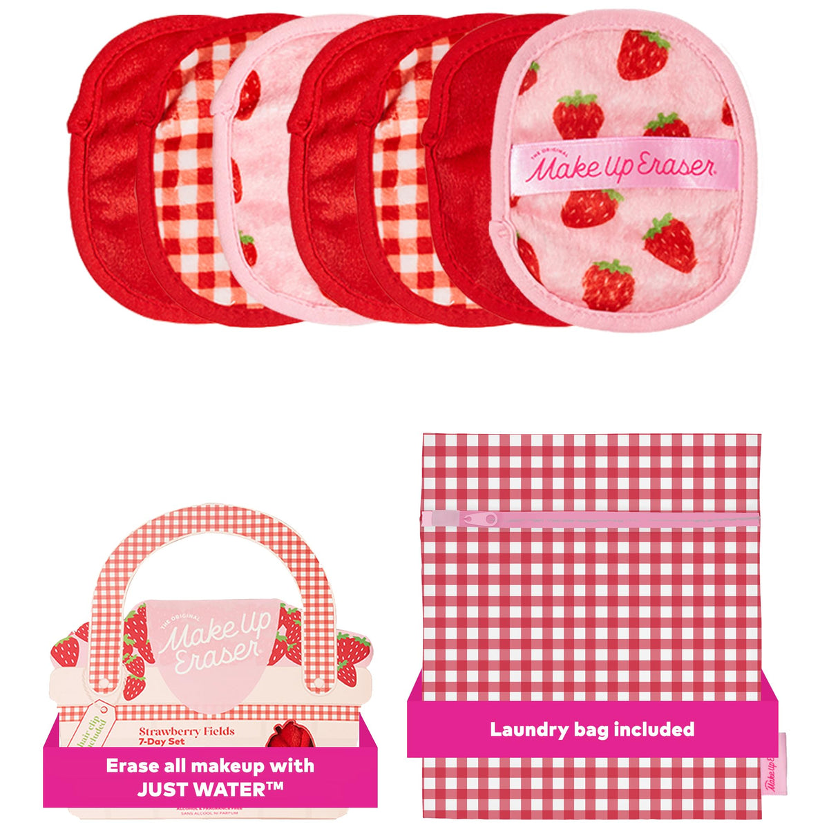 MakeUp Eraser Strawberry Fields seven-day set pack enables water-only makeup removal.
