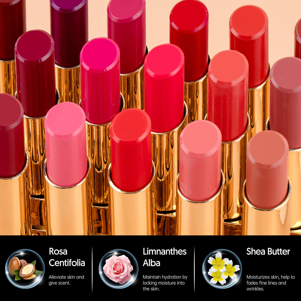 Smooth glide of MAKI YIKA Moisture Pink Lipstick over dry lips without caking.