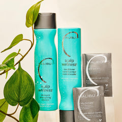 Malibu C acondicionador wellness para cabello sano, brillo y manejabilidad.
