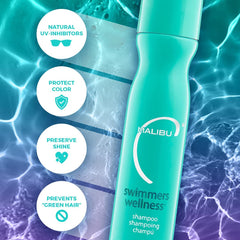 Malibu C champú para nadadores, espuma suave para limpieza tras la piscina.