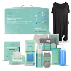 Kit postpartum Mama & Wish complet prêt à l’emploi après l’accouchement.