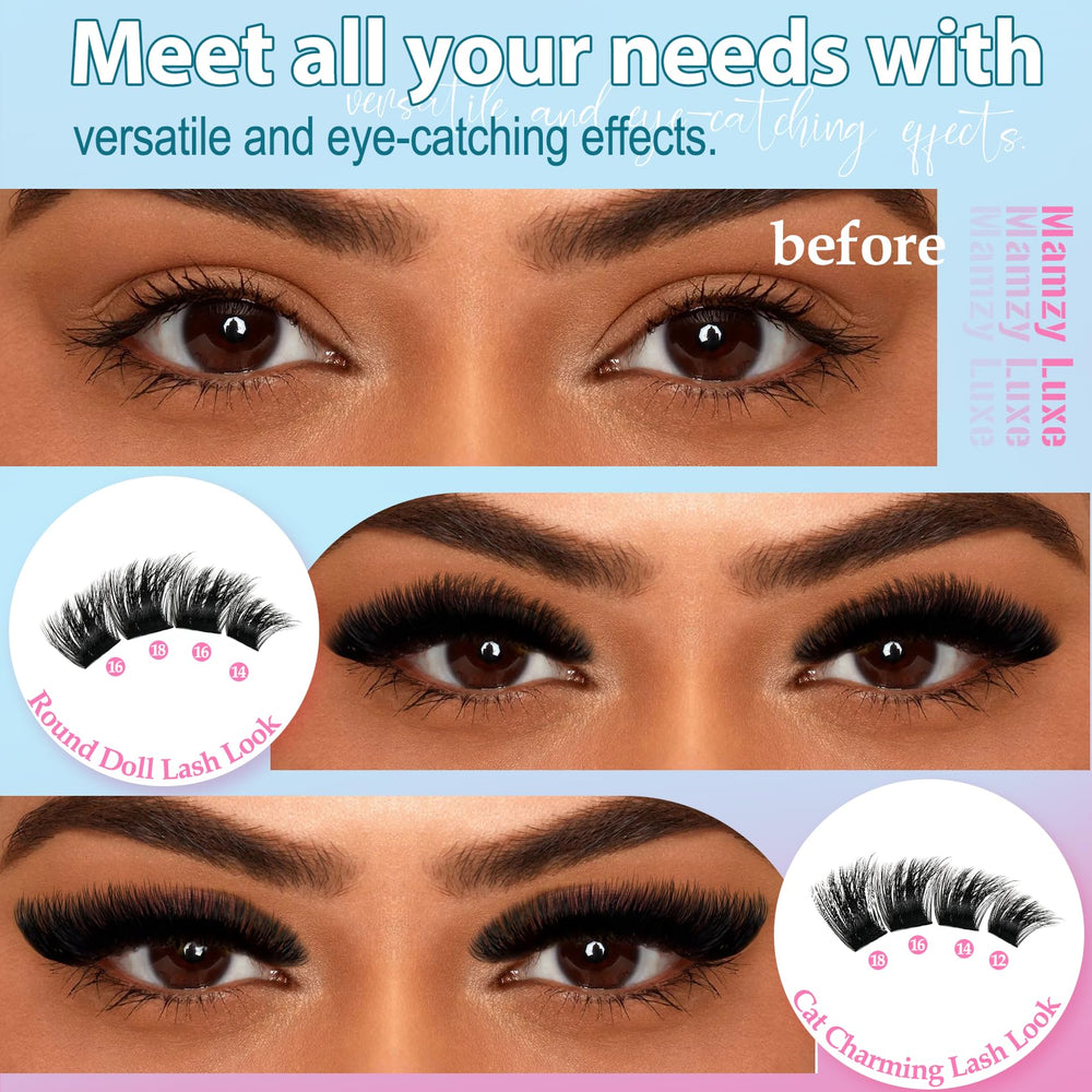 Mamzy Luxe clústeres 200D logran densidad dramática para un contorno de ojos definido.