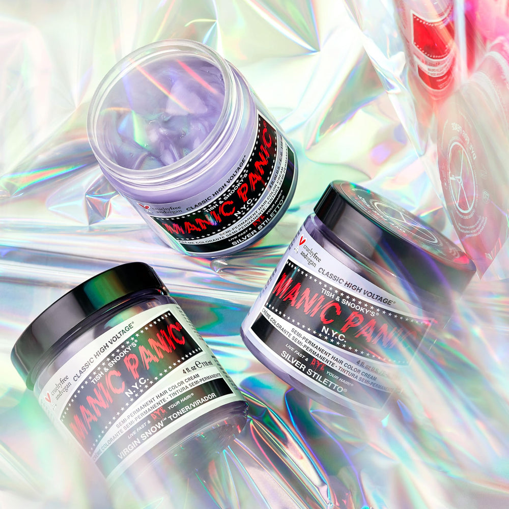 MANIC PANIC Virgin Snow Toner application demonstrates even tone