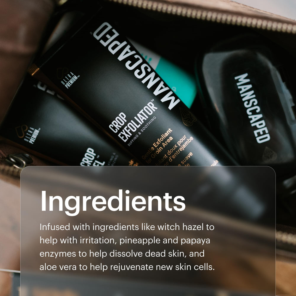 MANSCAPED Crop Exfoliator: uso recomendado tras la ducha para un afeitado suave.