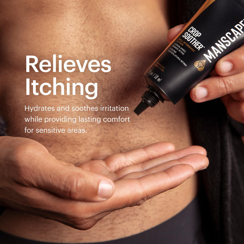 MANSCAPED Crop Soother, aplicación con dedos para cubrir piel recién afeitada.