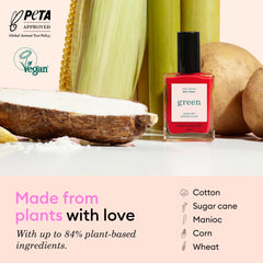 Manucurist Green base coat in use, prepping nails for even coverage.